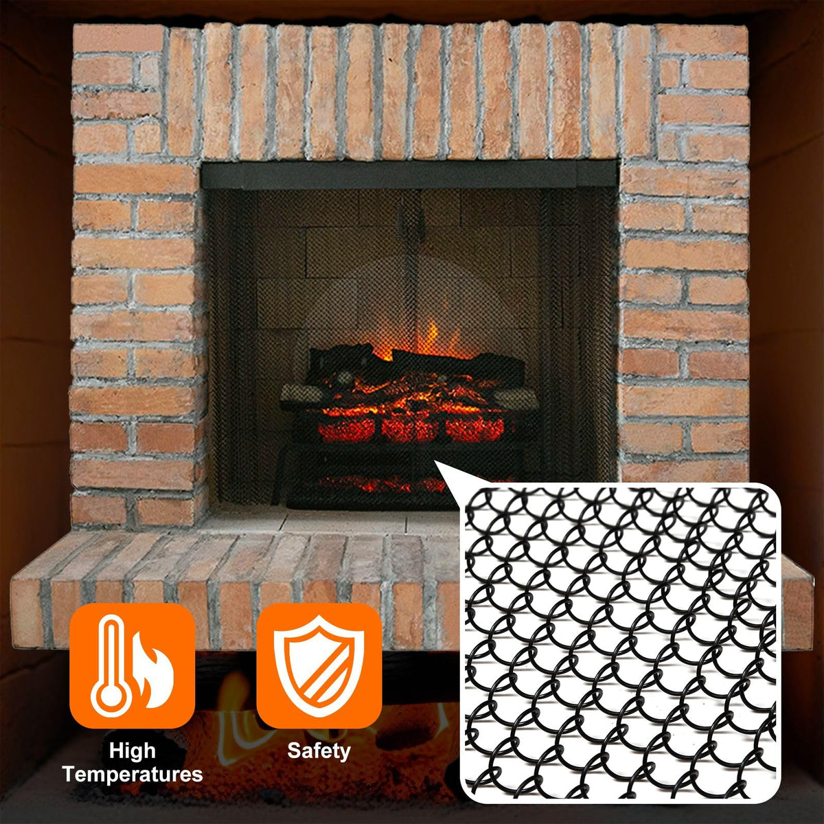 2 Pack Fireplace Screen Mesh Curtain M13182