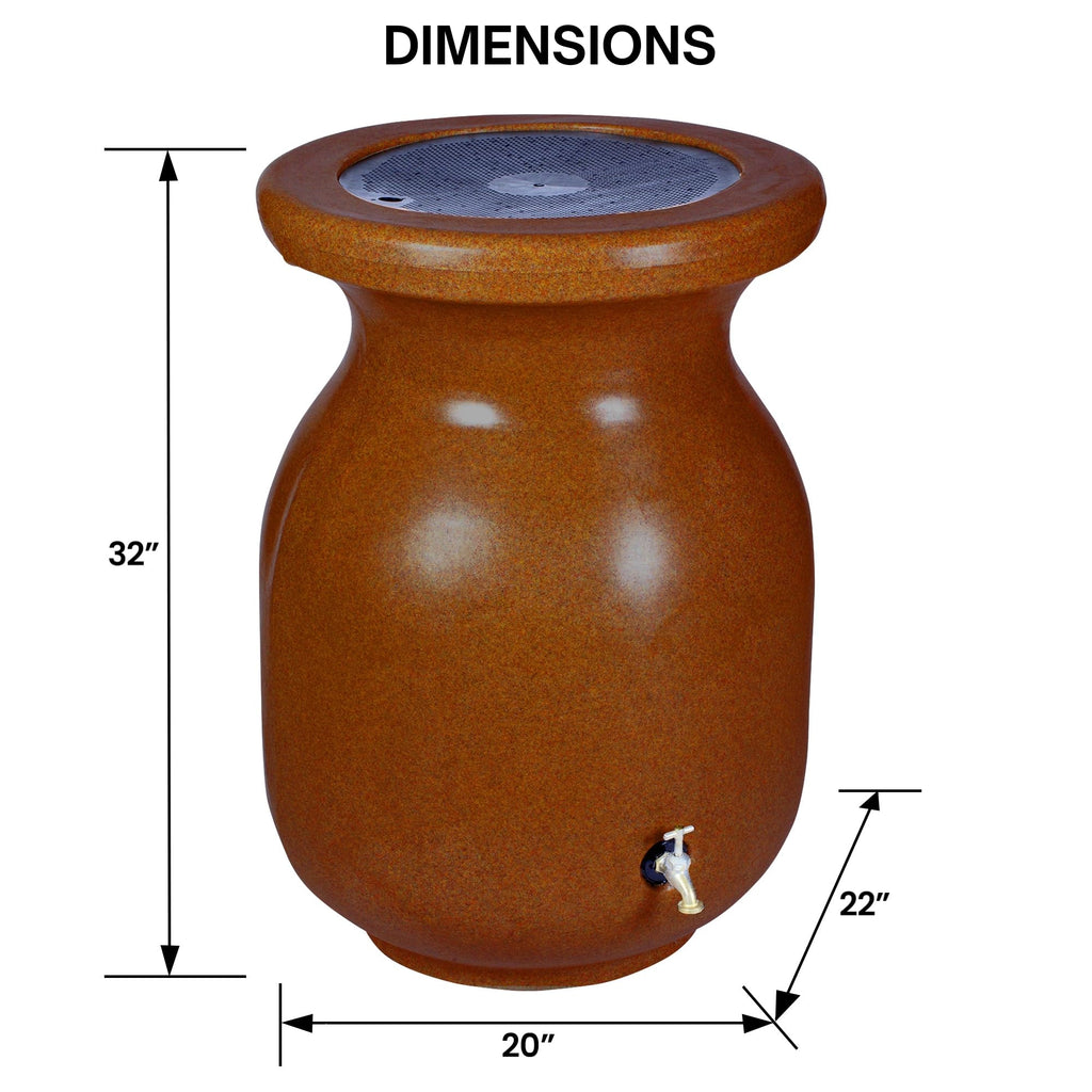 Beige 50 gal Stone-Look Rain Barrel with Brass Spigot W960270