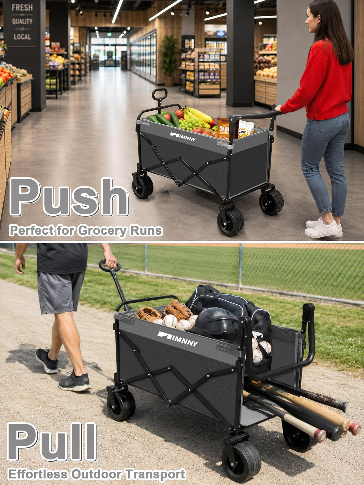 Collapsible Wagon with Canopy Black W4085