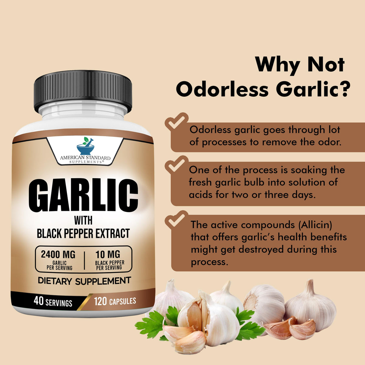 Garlic 2400mg with Black Pepper Fruit Extract 120 Capsules M629803