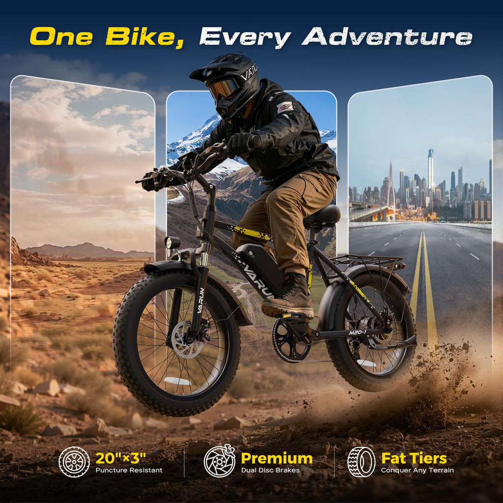 1000W Peak Motor 60+ Miles Fat Tire 20" Electric Bike X80370