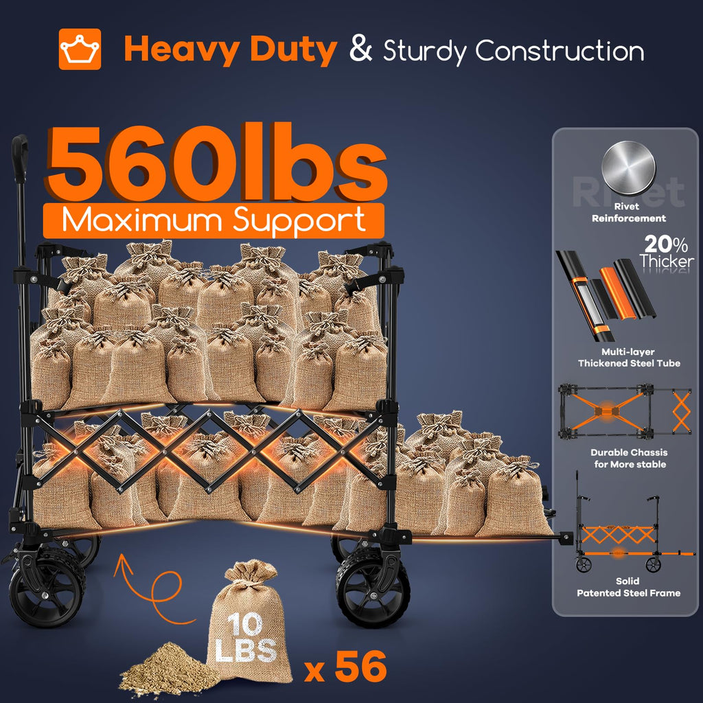 Foldable Double Decker Wagon, 560lbs, Black J99908