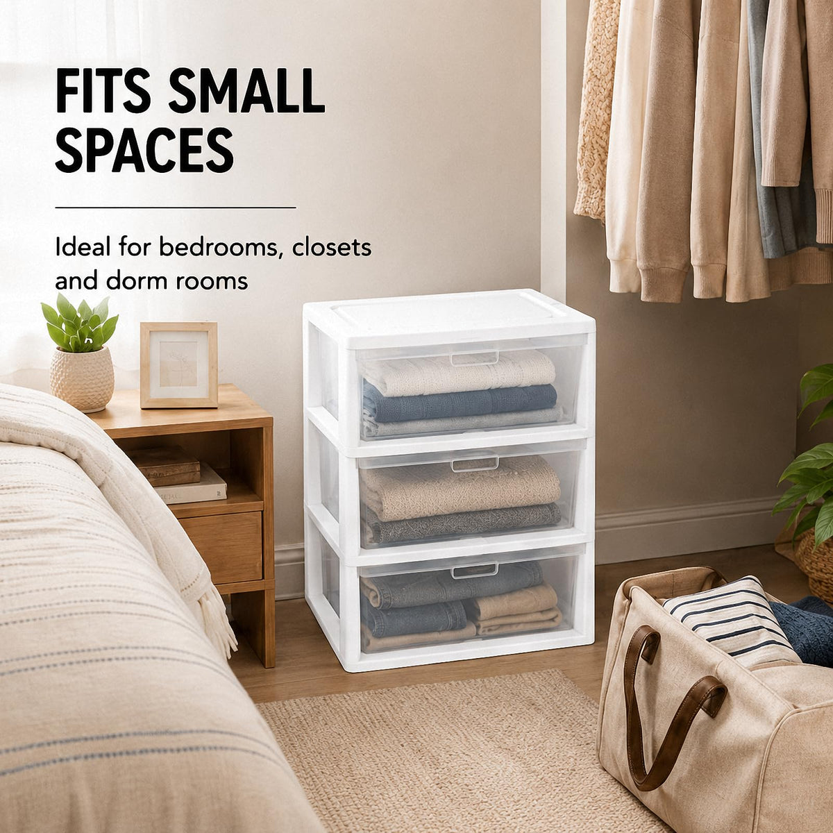 3 Drawer Clear Plastic Storage Organizer S622