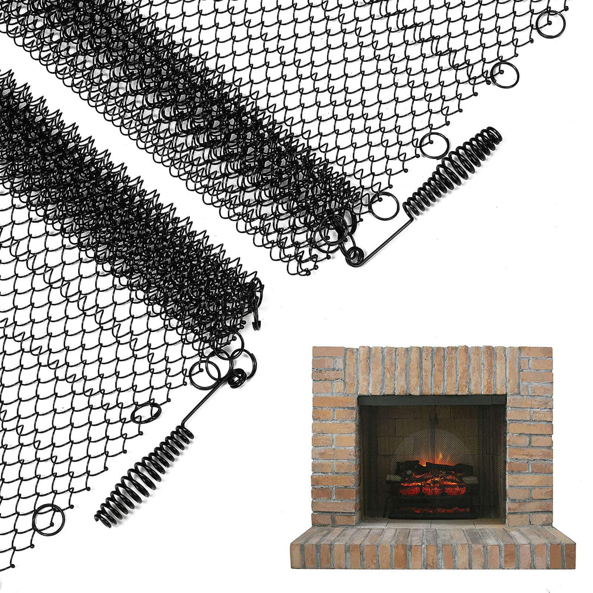 2 Pack Fireplace Screen Mesh Curtain M13182