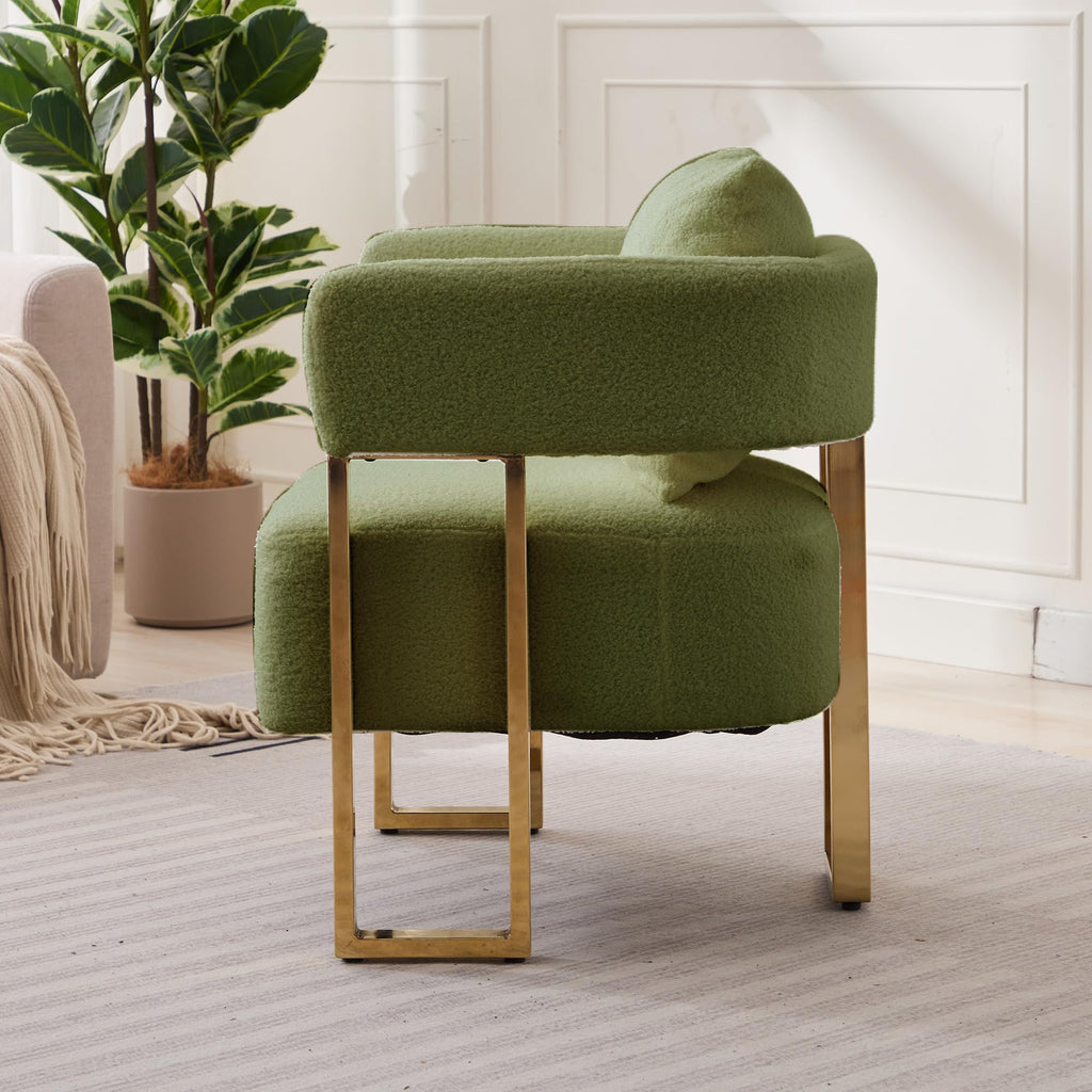 Green Teddy Upholstered Arm Chairs Set of 2 with Metal Legs M125