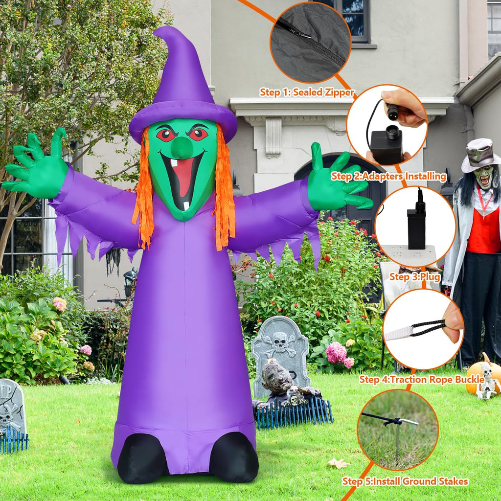 8FT Purple Halloween Inflatables with LEDs S34908