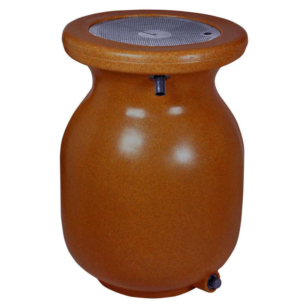 Beige 50 gal Stone-Look Rain Barrel with Brass Spigot W960270