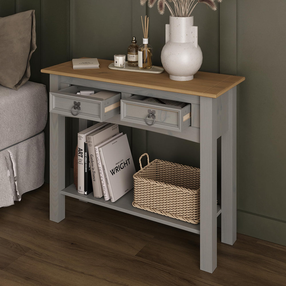 Solid Wood Console Table with 2 Drawers B59073