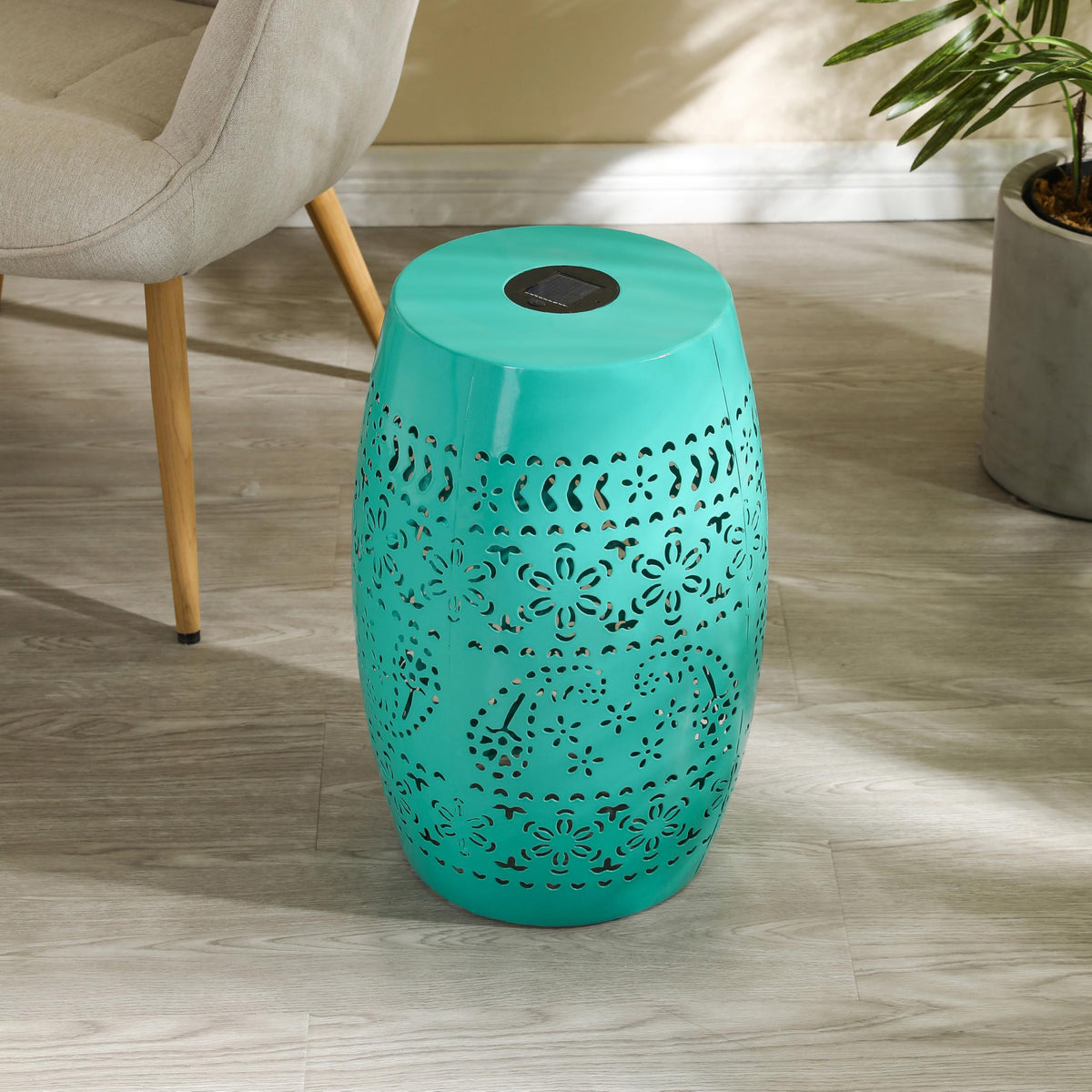 Teal Metal Patio Side Table O2242