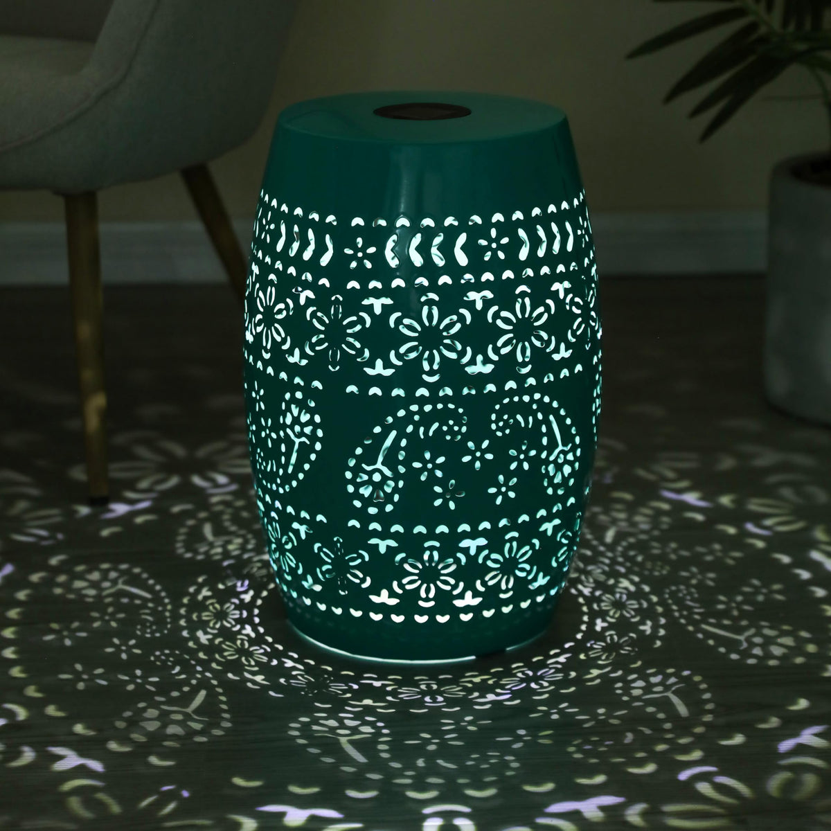 Teal Metal Patio Side Table O2242