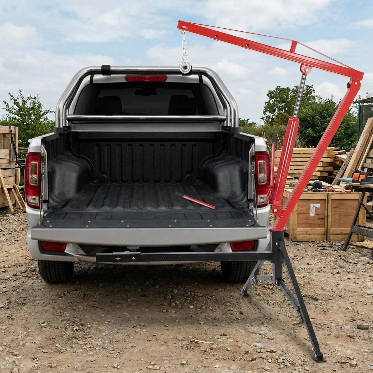 1000 LBS Hydraulic Truck Crane with 3 Adjustable Booms K184428