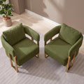 Green Teddy Upholstered Arm Chairs Set of 2 with Metal Legs M125