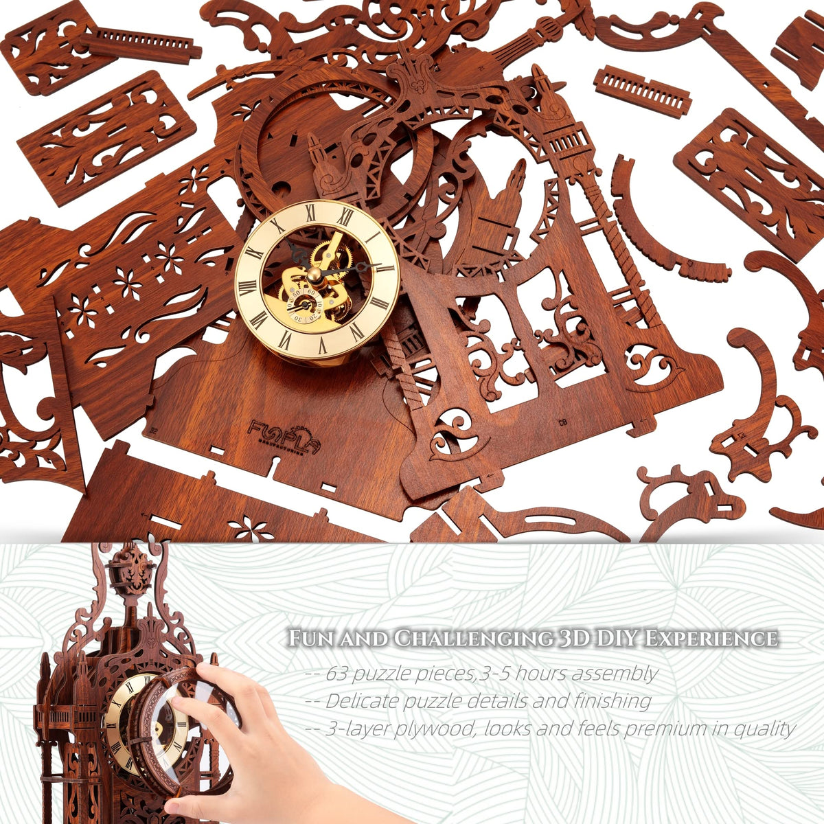 LED 3D Wood Puzzle Clock Tower S21408