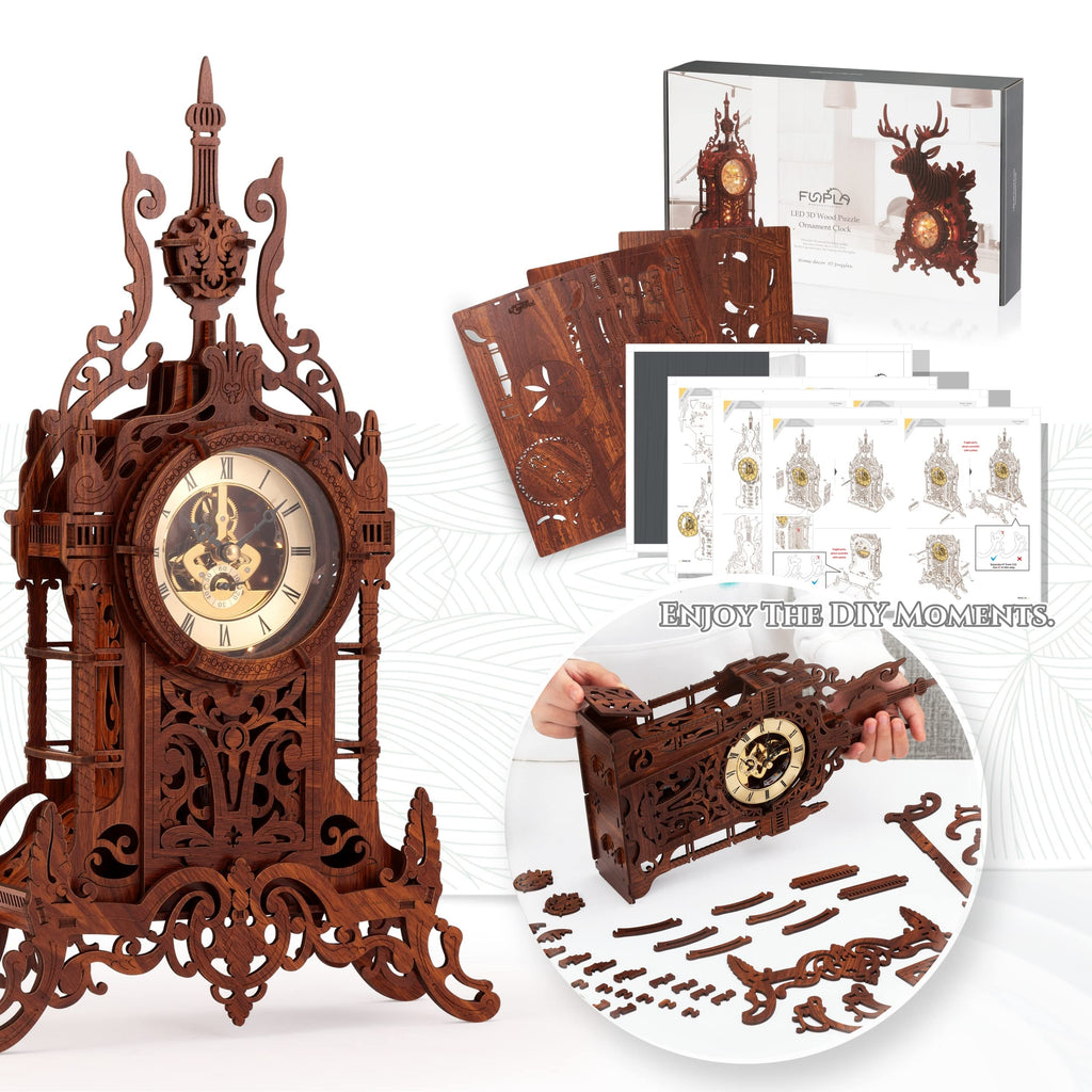 LED 3D Wood Puzzle Clock Tower S21408