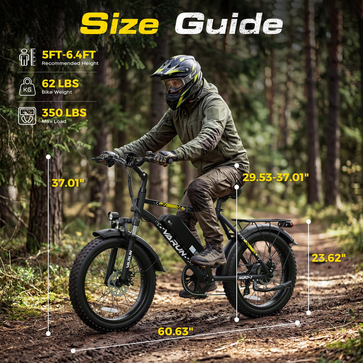 1000W Peak Motor 60+ Miles Fat Tire 20" Electric Bike X80370