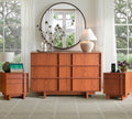 47" Wide 6 Drawer Dresser and Nightstand Set 3 Piece, Cherry U119747